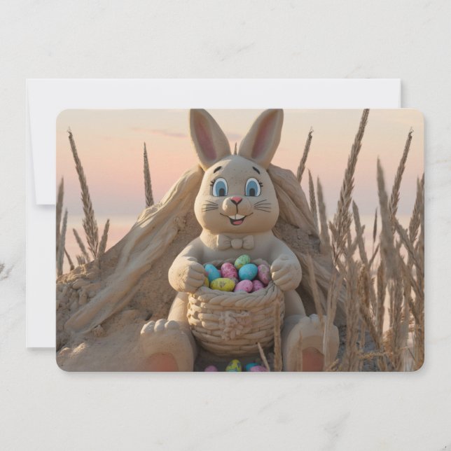 Hilton Head Island Easter Bunny Sand Sculpture Julkort (Framsida)