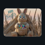 Hilton Head Island Easter Bunny Sand Sculpture Magnet<br><div class="desc">Happy Easter Hilton Head style! The design on this beautiful beach-themed Easter magnet features a detailed sand sculpture of a cheerful Easter bunny holding a basket overflowing with colorful Easter eggs surrounded by Lowcountry sand dunes with its towering sea oats. The early morning calm ocean is in the background. The...</div>