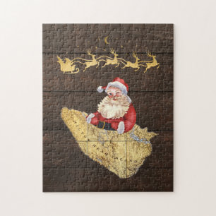Hilton Head Island Karta med Santa och Reindeer Pussel
