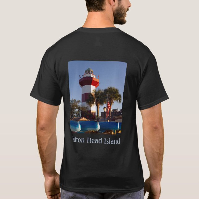 Hilton Head Island Lighthouse Black Manar-Shirt T Shirt (Baksida)