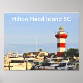 Hilton Head Island Lighthouse med båtar på Poster