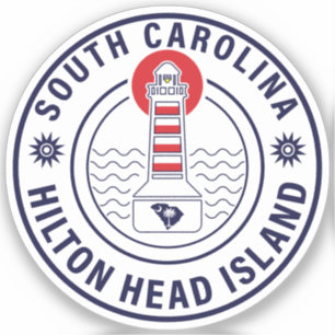 Hilton Head Island Lighthouse Retro Sunset Klistermärken