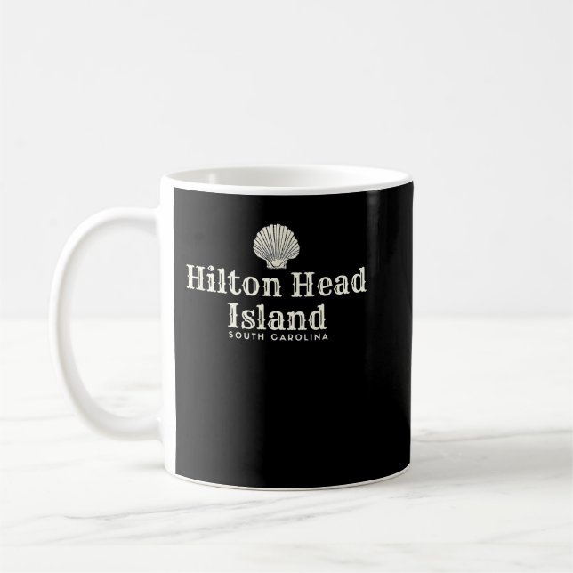 Hilton Head Island, SC Beach Design Souvenir Illus Kaffemugg (Vänster)