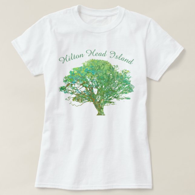Hilton Head Island SC Live Oak Träd T Shirt (Design framsida)