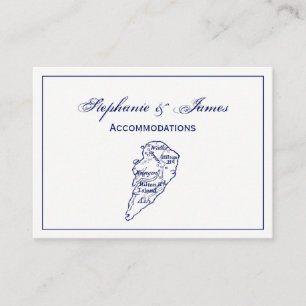 Hilton Head Island SC Vintage Karta Navy Blue Visitkort