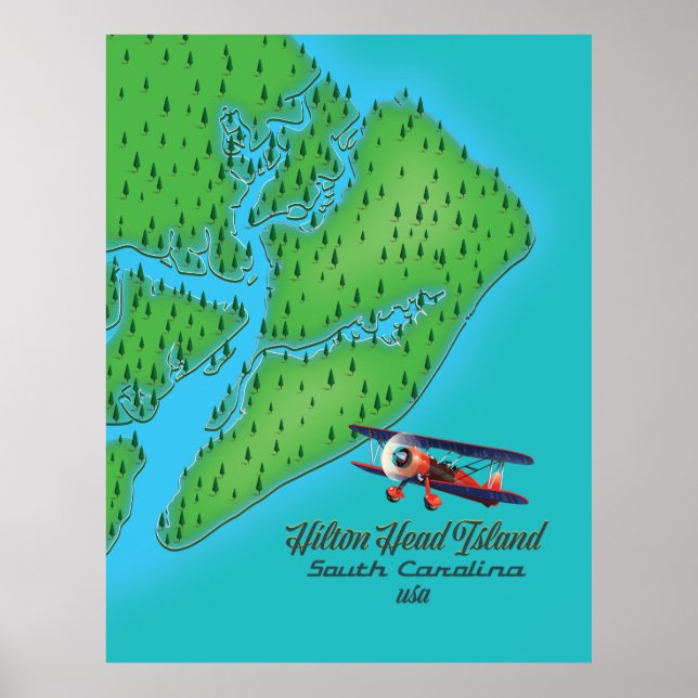 Hilton Head Island South Carolina Karta Poster (Framsidan)