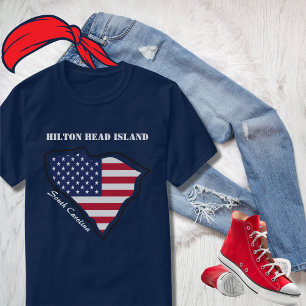 Hilton Head Island South Carolina Patriotic Flagga T Shirt