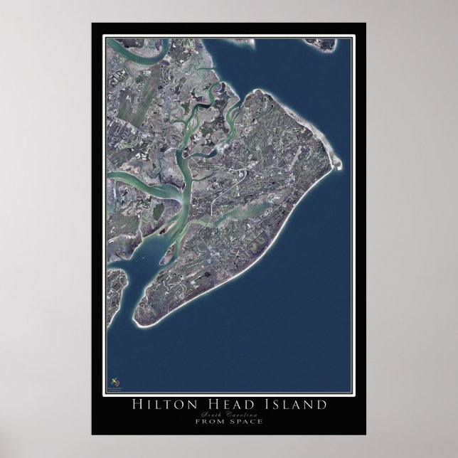Hilton Head Island South Carolina Satellite Poster (Framsidan)