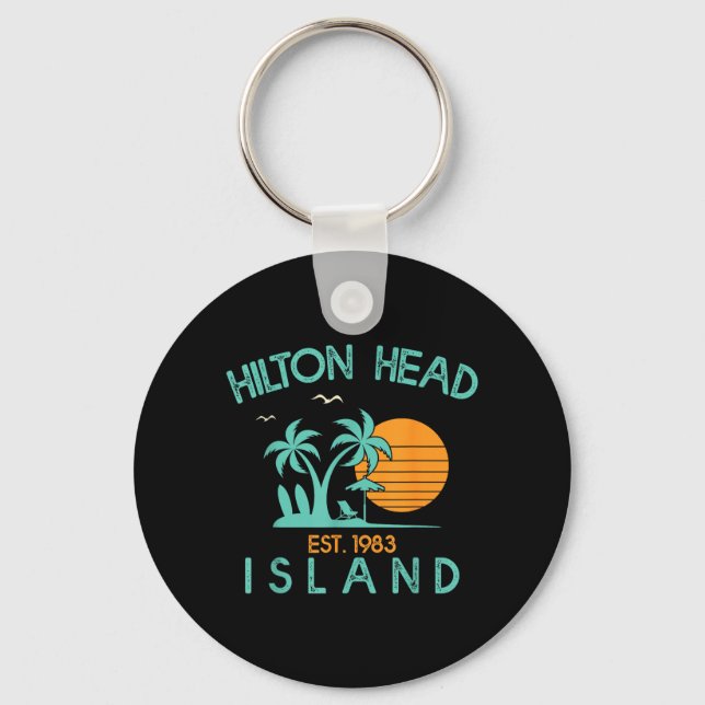 Hilton Head Island South Carolina Strand Tropisk Nyckelring (Framsida)