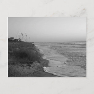 Hilton Head Island Strandlinje/ Svart Och Vitt Vykort