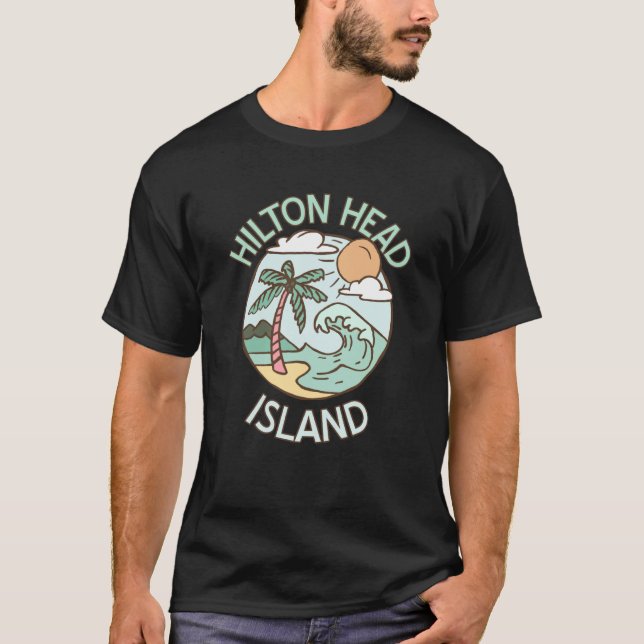 Hilton Head Island Tropical Beach Vacation Souveni T Shirt (Framsida)