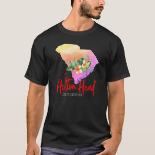 Hilton Head Karta Matchande Semester Familj Flicko T Shirt