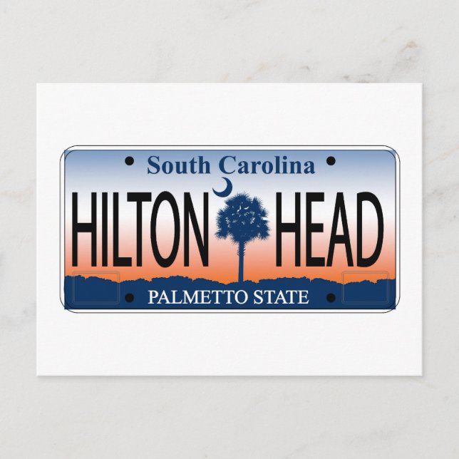 HILTON HEAD License Plate Vykort (Framsida)