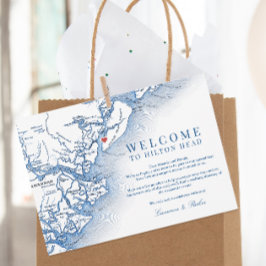 Hilton Head Navy Bröllop Welcome Intererary Tack Kort