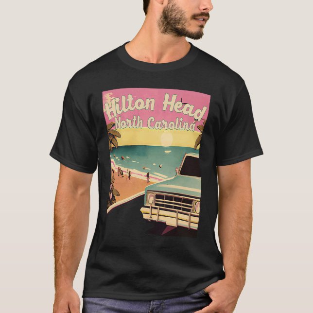 Hilton Head Retro Strand Semesterpresent Souvenir  T Shirt (Framsida)