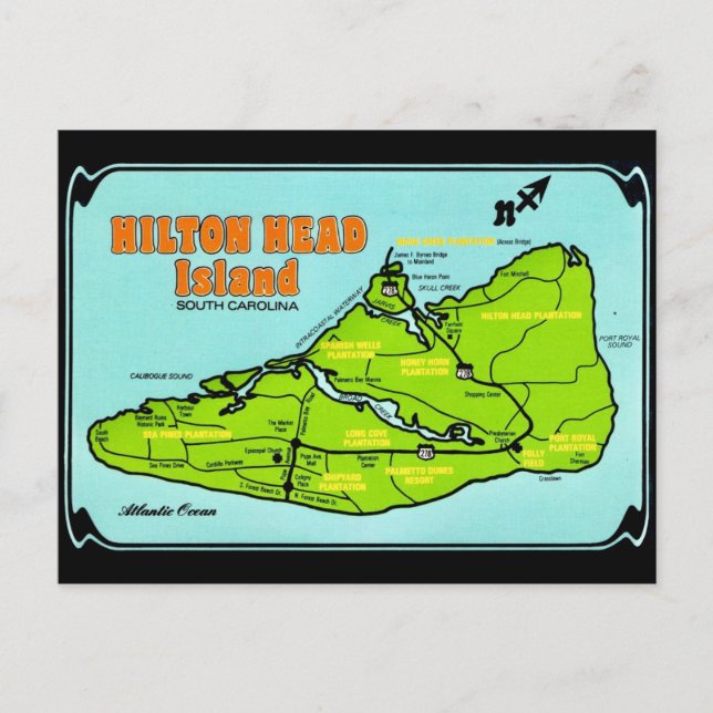 Hilton Head SC Ökartor Postkort Vykort (Framsida)