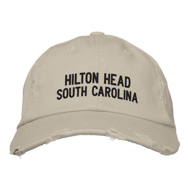 Hilton Head, South Carolina Embroiderade Cap Broderad Keps (Framsida)