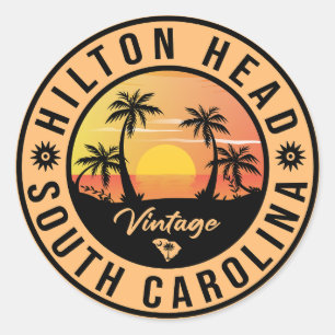Hilton Head South Carolina - Retro Vintage 60 s Runt Klistermärke