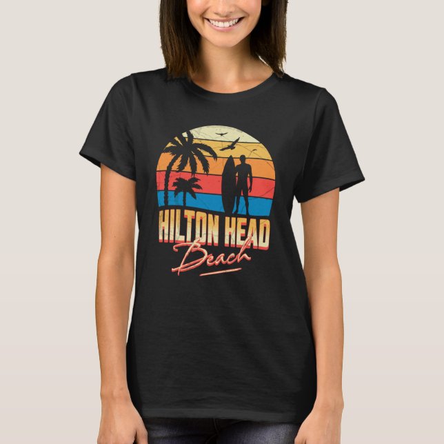 Hilton Head South Carolina Surfing Surf Summer Vac T Shirt (Framsida)