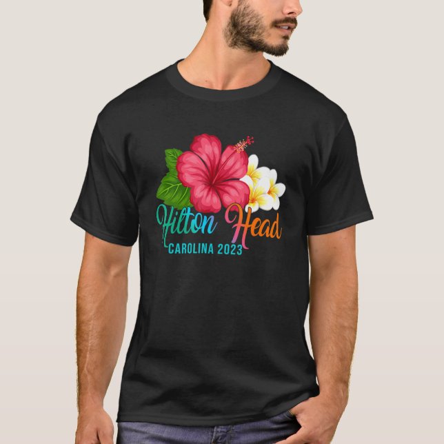 Hilton Head Vacation Carolina Tropical Hibiscus Fl T Shirt (Framsida)