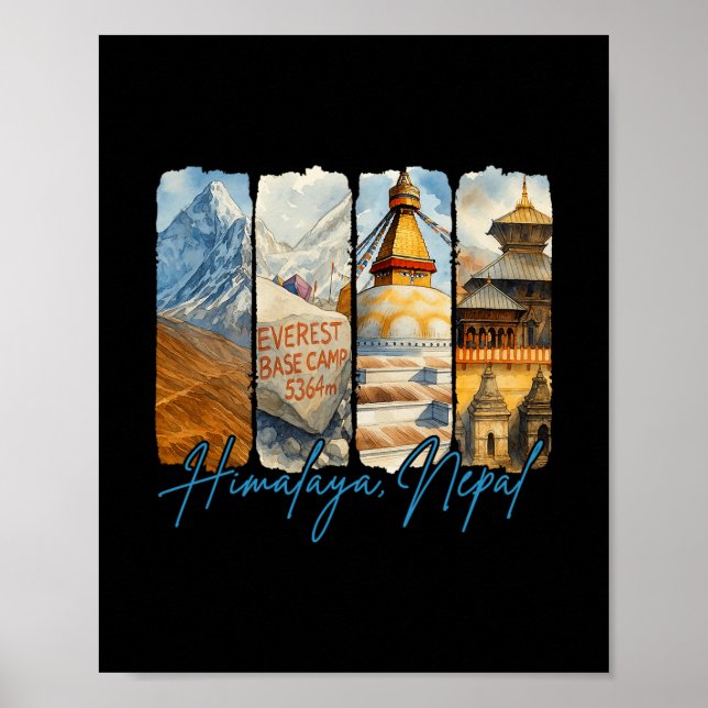 Himalaya Nepal Traveling Trip Brushstroke Souvenir Poster (Framsidan)