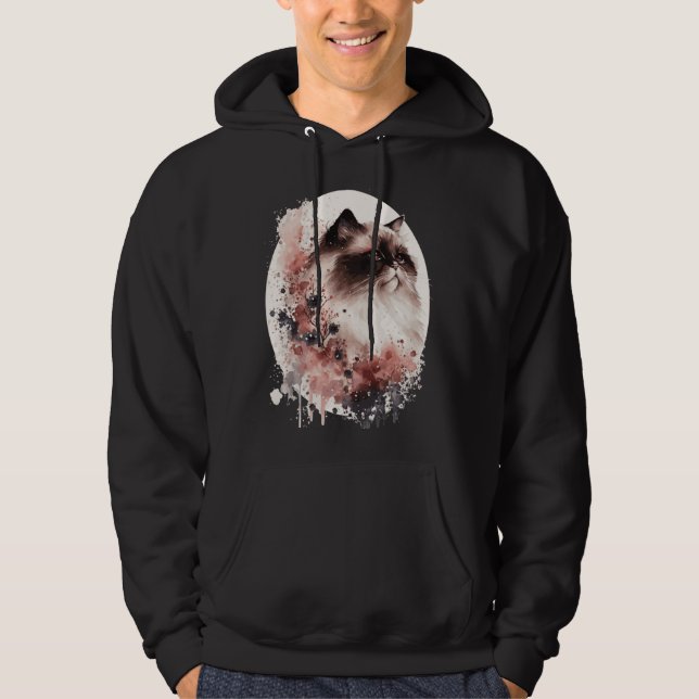 Himalayan Cat Cherry Blossom Japanese Sakura Hoodie (Framsida)