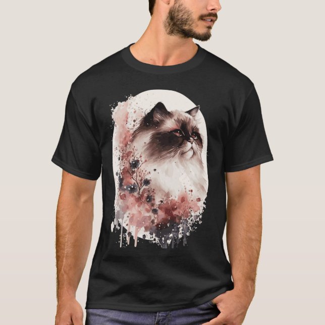 Himalayan Cat Cherry Blossom Japanese Sakura T Shirt (Framsida)