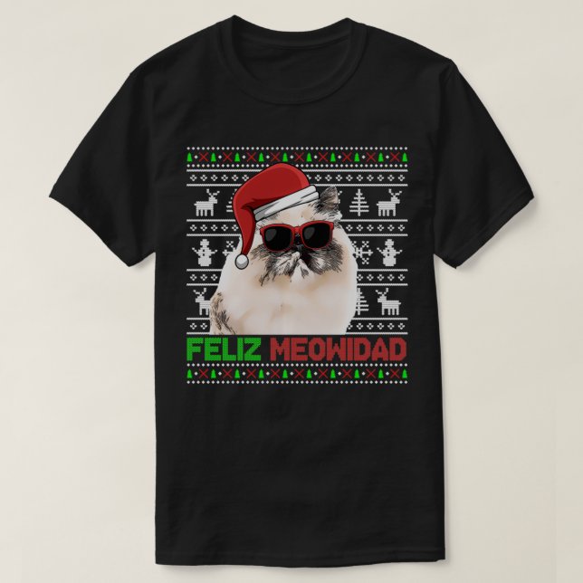 Himalayan Cat Feliz Meowidad Funny jul Pullo T Shirt (Design framsida)