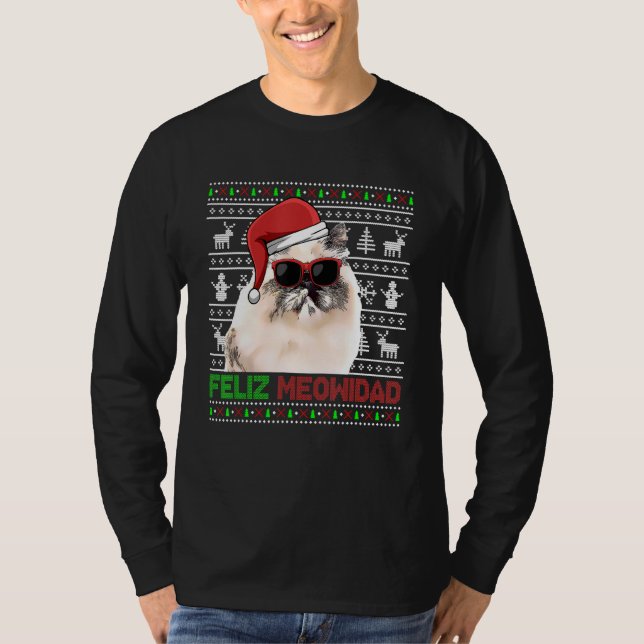 Himalayan Cat Feliz Meowidad jul T Shirt (Framsida)