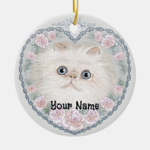 Himalayan Cat Heart Julgransprydnad Keramik