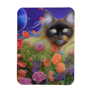 Himalayan Cat in Flowers Magnet