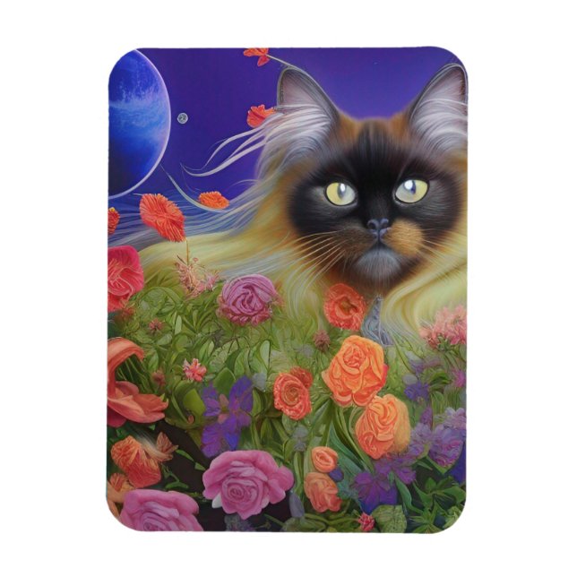 Himalayan Cat in Flowers Magnet (Vertikal)