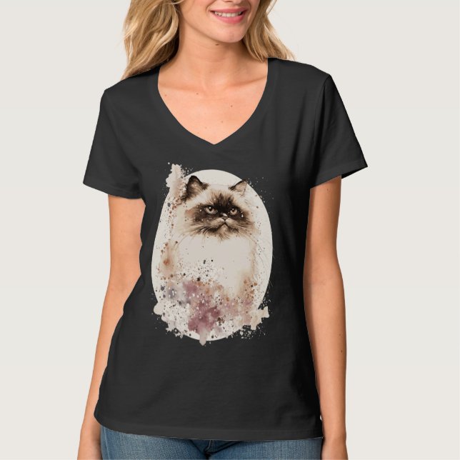 Himalayan Cat Japanese Cherry Blossom Sakura T Shirt (Framsida)