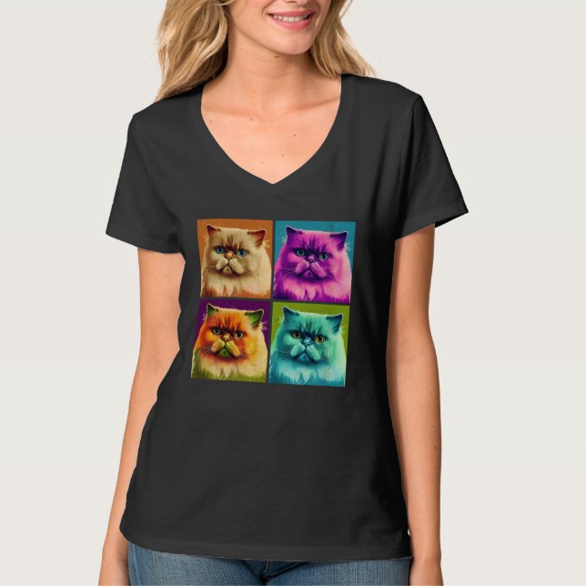 Himalayan Cat Pop Illustration Colorful Animal  1 T Shirt (Framsida)