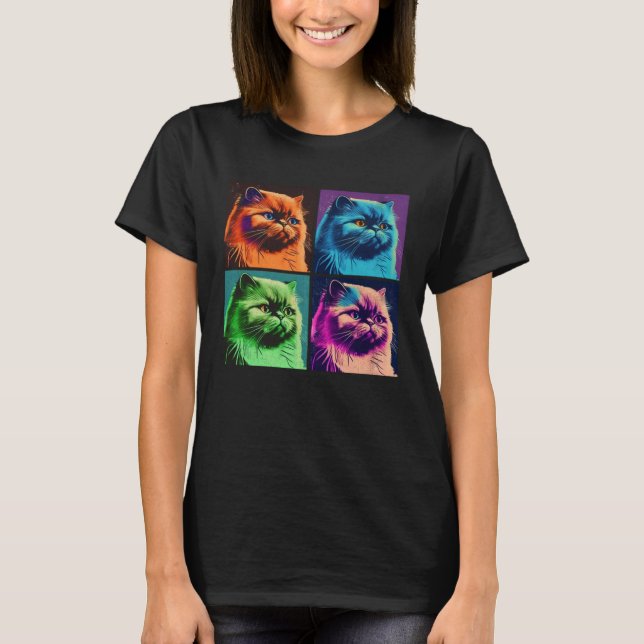 Himalayan Cat Pop Illustration Colorful Animal T Shirt (Framsida)