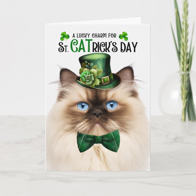 Himalayan Cat St CATrick's Day Lucky Charm Helgkort (Framsida)
