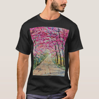 Himalayan Cherry Roadside Watercolor liggande T Shirt