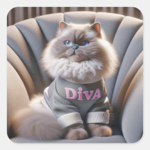 Himalayan Diva Cat Fyrkantigt Klistermärke