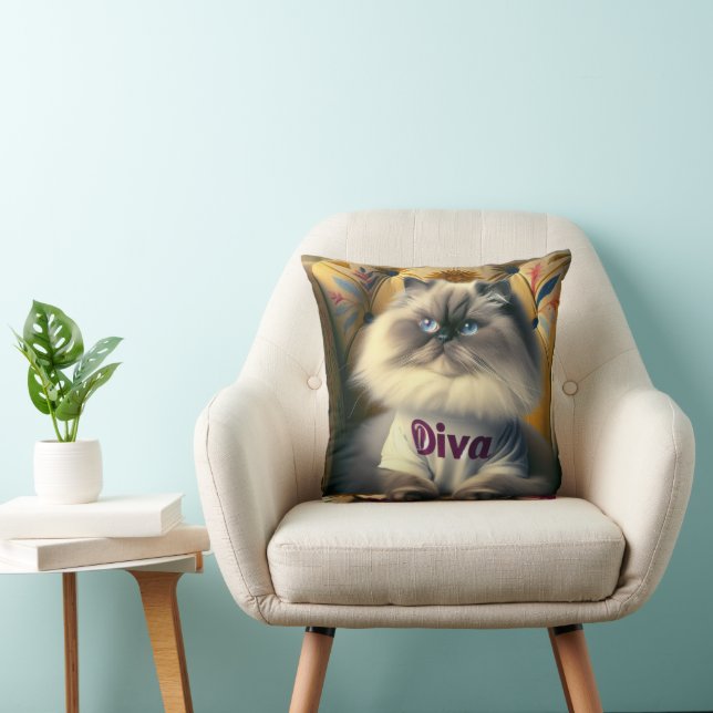 Himalayan Diva Cat På en stol Kudde (Stol)