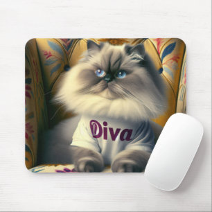Himalayan Diva Cat På en stol Musmatta