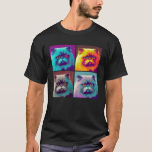 Himalayan Katt Pop Illustration Färgrik Djur  3 T Shirt