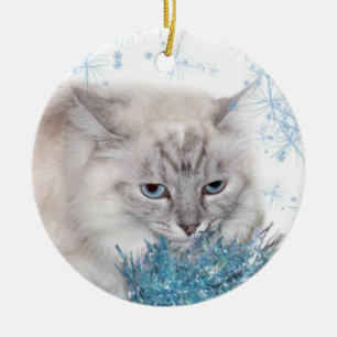 Himalayan kattunge jul julgransprydnad keramik