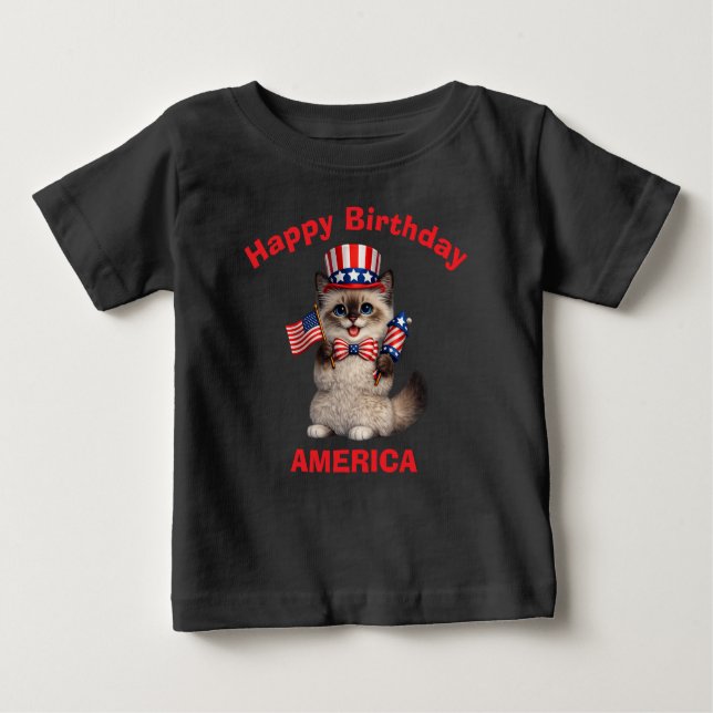 Himalayan Kitten (1j) Patriotic Kid T-Shirt (Framsida)