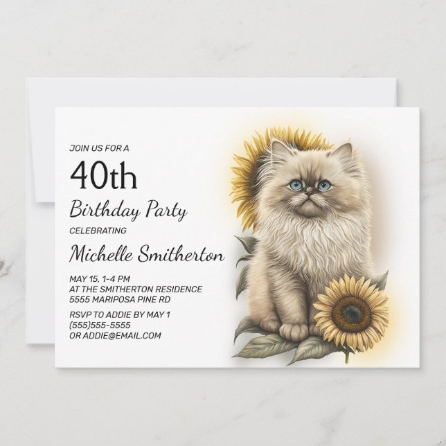 Himalayan Kittensolros 40-årsdag Inbjudningar (Framsida)
