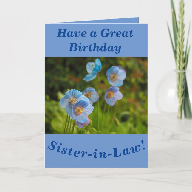 Himalayan Poppies Birthday Card for Sister-in-Law Kort (Framsida)