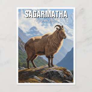 Himalayan tahr vid Sagarmatha nationalpark Nepal Vykort