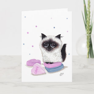Himalayan Valentine Candy Cat by Bihrle Helgkort