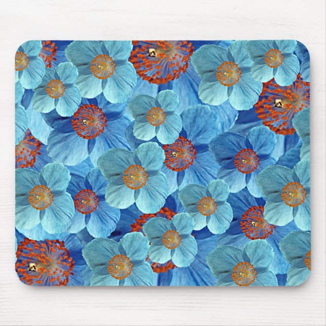 Himalayan vallmoblomma Mousepad för blått Musmatta (Framsidan)