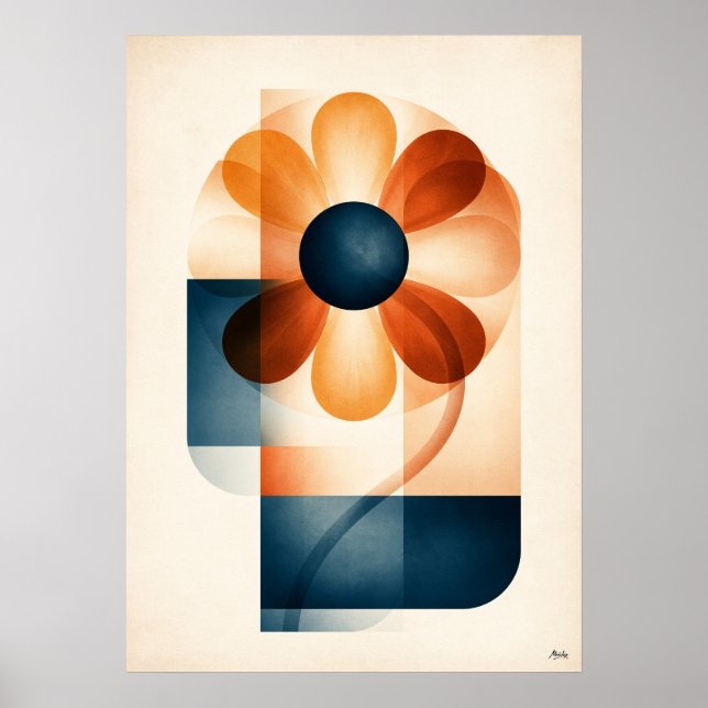 Himawari Solros Japandi Blommig Geometri Poster (Framsidan)