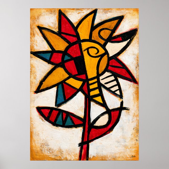 Himawari Solros Tribal Abstraktion Poster (Framsidan)